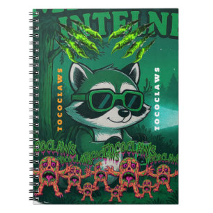 Caderno Espiral Arte de Guaxinim de Quadrinhos Retro de Ficção Cie