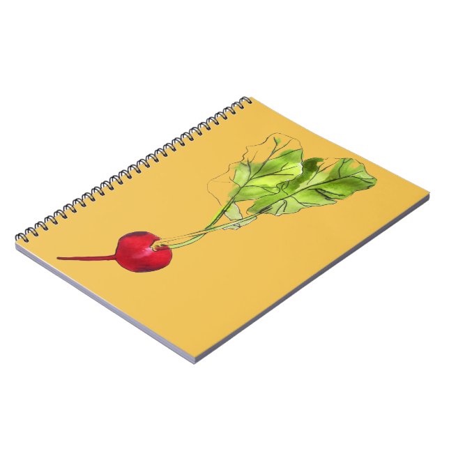 Caderno Espiral Arte de ilustração com aquarela vegetal de rabanet (Left Side)