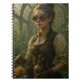 Caderno Espiral Arte de Jardineira Vitoriana Steampunk