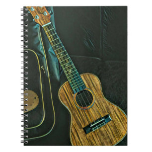 Caderno Espiral arte de jogador de guitarra de rock retrô