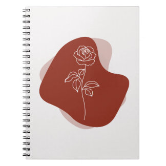 Caderno Espiral Arte de Linha de Rosa Abstrata Minimalista