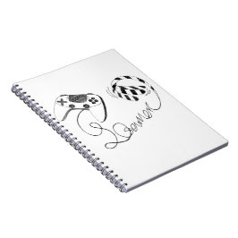 Caderno Espiral Arte de Linha Minimalista de Gato Gamer - Cabo de 