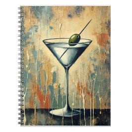 Caderno Espiral Arte de Martini em Mídia Mista do Meio do Século