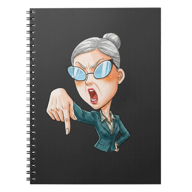 Caderno Espiral Arte de Mulher Zangada Expressiva (Frente)