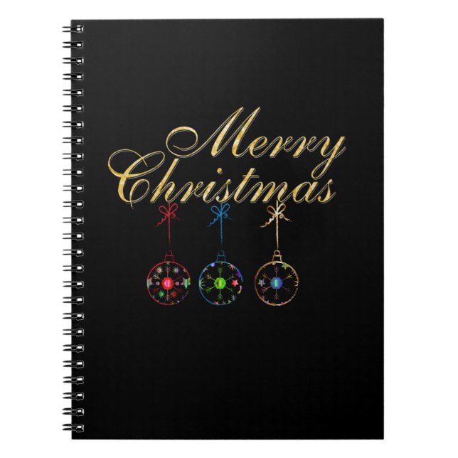 Caderno Espiral Arte de Neve Feliz Natal Elegante (Frente)