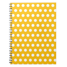 Caderno Espiral Arte de Padrão de Bolinhas Brancas e Amarelo Ensol