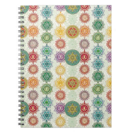 Caderno Espiral Arte de Padrão de Design de Mandala Símbolo de Ene