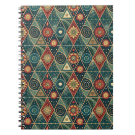 Caderno Espiral Arte de Padrão de Design de Triângulo Mandala Boho
