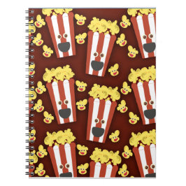 Caderno Espiral Arte de Padrão Ilustrado de Pipoca Cartoon Fresco
