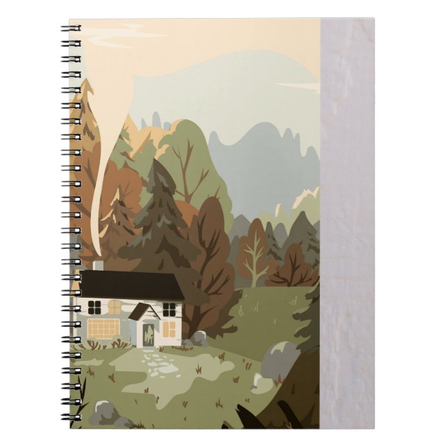 Caderno Espiral Arte de Paisagem de Outono Russo (Frente)