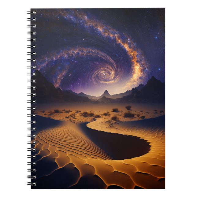 Caderno Espiral Arte de Paisagem Surreal do Desert Galaxy (Frente)