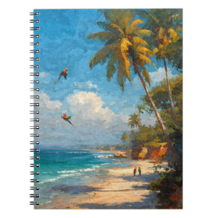 Caderno Espiral Arte de Paraíso na Praia de Paraíso Tropical