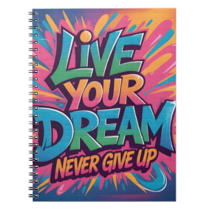 Caderno Espiral Arte de Parede de Grafite "Viva Seu Sonho" Vibrant