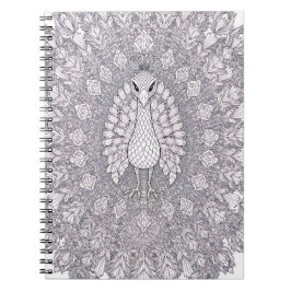 Caderno Espiral Arte de Parede de Pavão de Cristal | Linha Geométr