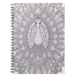 Caderno Espiral Arte de Parede de Pavão de Cristal | Linha Geométr