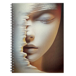 Caderno Espiral Arte de Parede de Rosto Feminino Abstrato – Textur