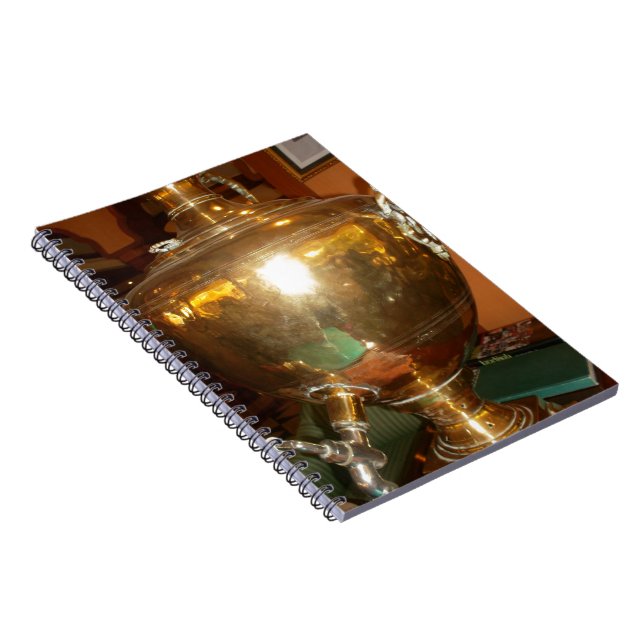 Caderno Espiral Arte de Parede e Impressão de Bule de Chá Dourado  (Lado Direito)