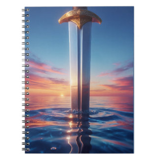 Caderno Espiral Arte de Parede Espada Pôr do Sol Místico