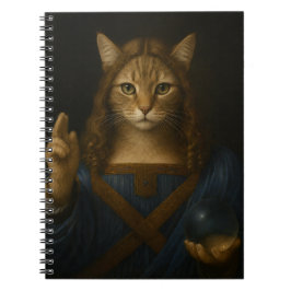 Caderno Espiral Arte de Paródia do Gato Salvator Mundi Renasciment