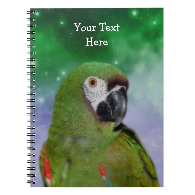 Caderno Espiral Arte de Pássaro de Macaw Severo (Frente)