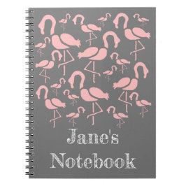 Caderno Espiral Arte de pássaro Flamingo Rosa Divertido