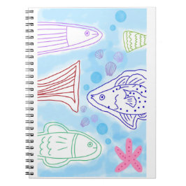 Caderno Espiral Arte de peixes à beira-mar