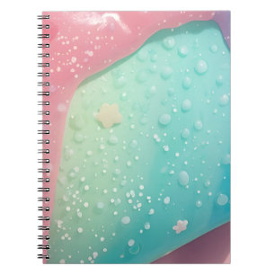 Caderno Espiral Arte de Personagem Kawaii com Gotejamento Pastel