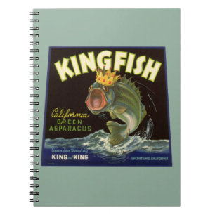 Caderno Espiral Arte de rótulo de lata de produto vintage, Kingfis