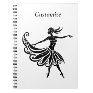 Caderno Espiral Arte de Silhueta de Dançarino Africano Thunder_Thu