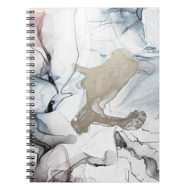 Caderno Espiral Arte de Tinta Álcool Delicada e Pontos Pretos. Céu (Frente)