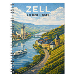 Caderno Espiral Arte de Viagem Vintage Zell Alemanha
