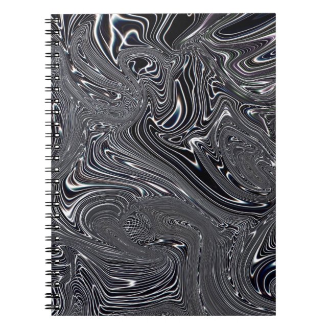 Caderno Espiral Arte digital Abstrato a preto e branco (Frente)