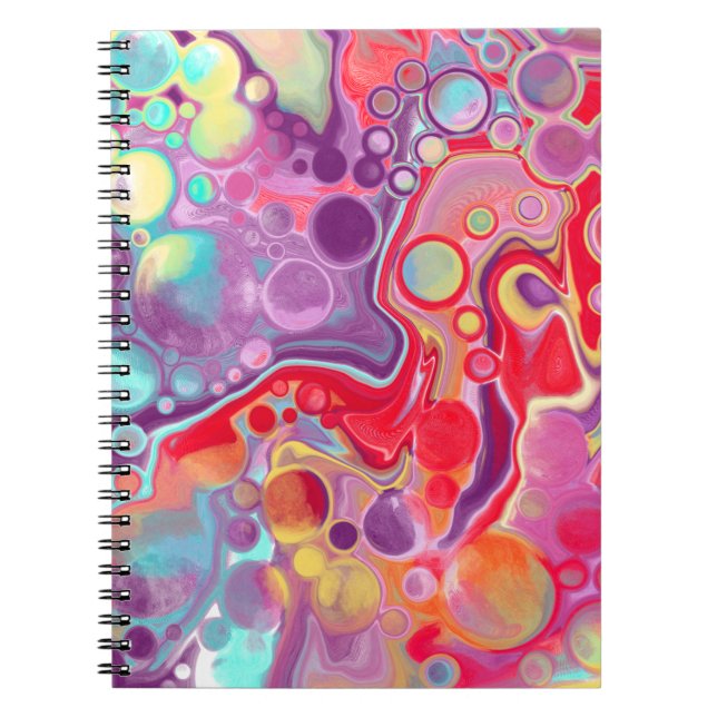 Caderno Espiral Arte digital Abstrato moderna colorida (Frente)