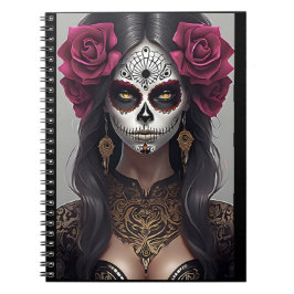 Caderno Espiral Arte do Crânio do Açúcar - Rosas e Revelação