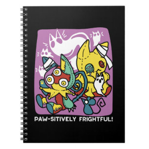 Caderno Espiral Arte do Dia das Bruxas de Gatos Cerrantes: Assusta
