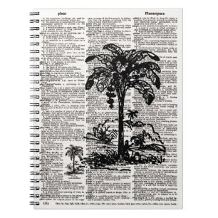 Caderno Espiral Arte do Dicionário Palm Tree