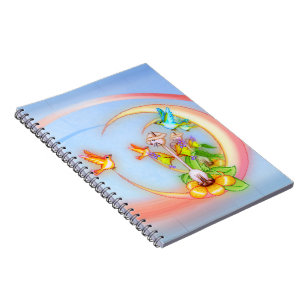 Caderno Espiral Arte do gato & do pixel dos pássaros