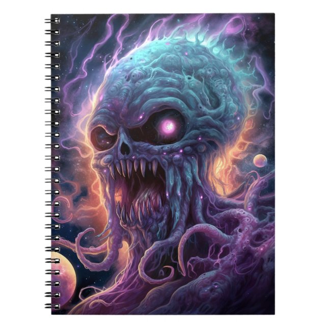 Caderno Espiral Arte do horror do monstro espacial (Frente)