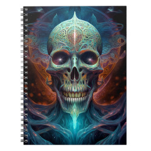 Caderno Espiral Arte do Horror Gótico do Crânio Surreal