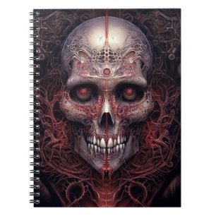 Caderno Espiral Arte do Horror Gótico do Crânio Surreal