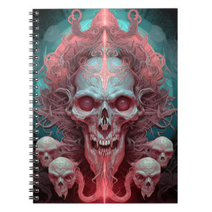Caderno Espiral Arte do Horror Gótico do Crânio Surreal