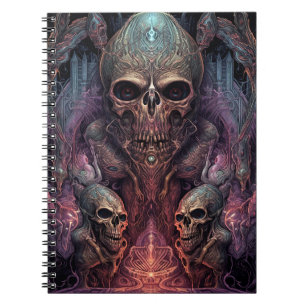 Caderno Espiral Arte do horror surreal do crânio