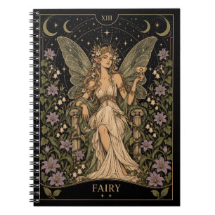 Caderno Espiral Arte do Tarot Fada, Estrelado