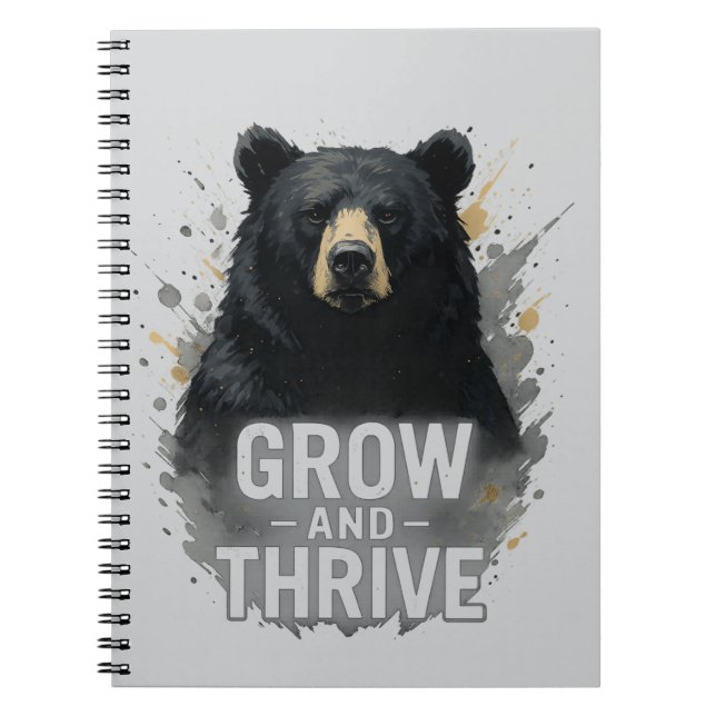 Caderno Espiral Arte do Urso Negro Majestoso (Frente)