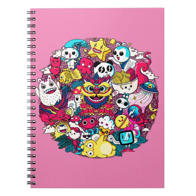 Caderno Espiral Arte Doodle Japonesa (Frente)