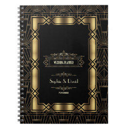 Caderno Espiral Arte Dourada Deco Gatsby 1920 Style Planner de Cas