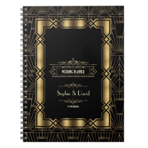 Caderno Espiral Arte Dourada Deco Gatsby 1920 Style Planner de Cas