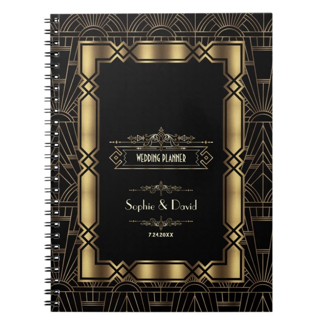 Caderno Espiral Arte Dourada Deco Gatsby 1920 Style Planner de Cas (Frente)