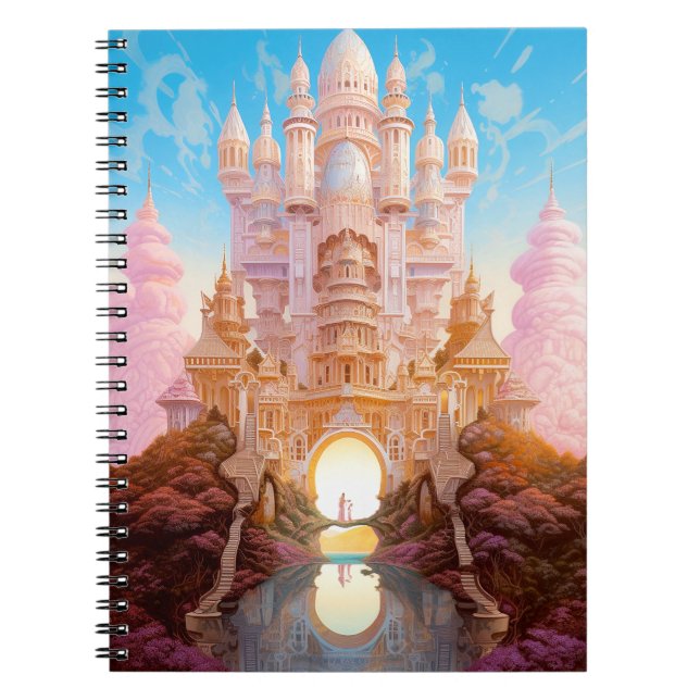 Caderno Espiral Arte Dourada Fantasia Branca de Castela Rosa (Frente)