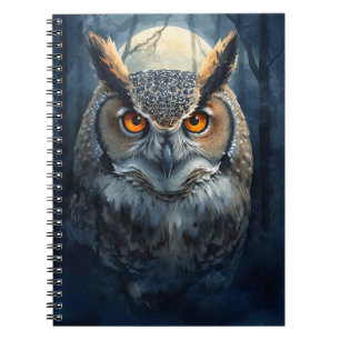 Caderno Espiral Arte em Aquarela de Coruja Mística Coruja da Flo